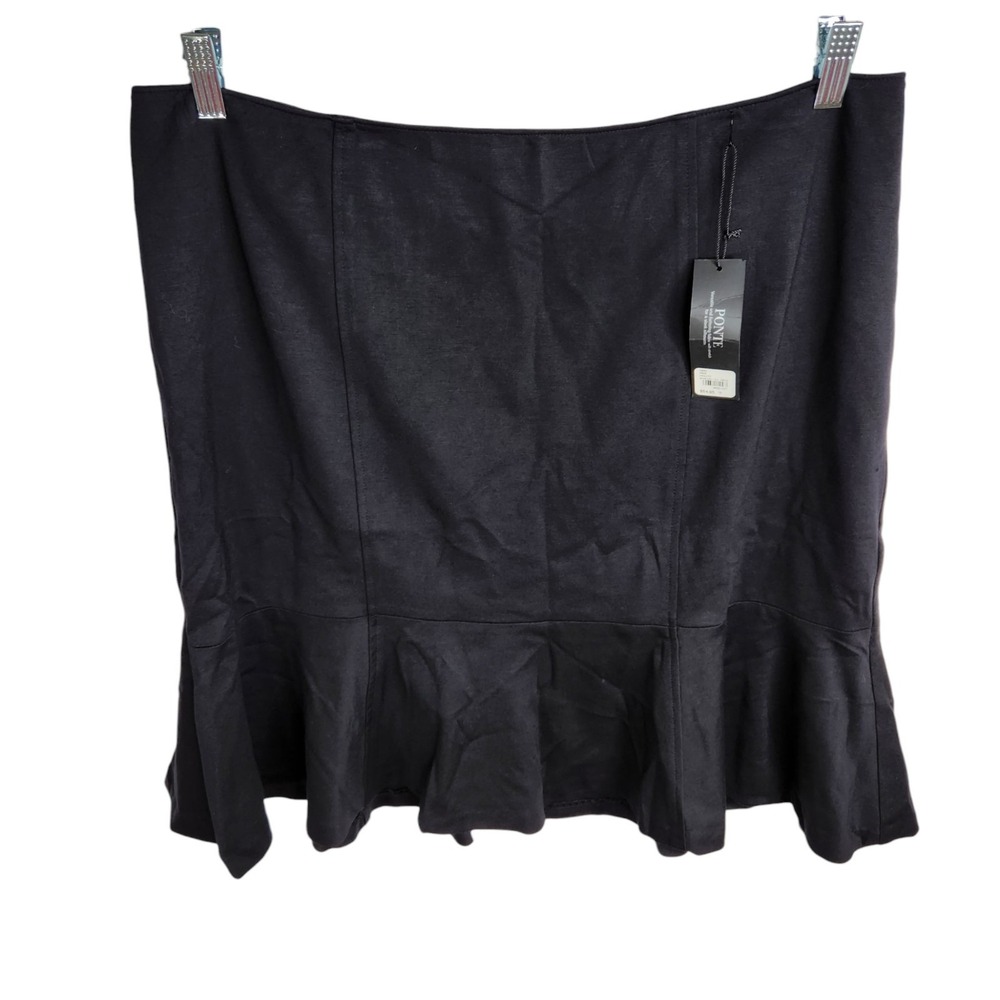 Lane Bryant Womens Black Ponte Knit Flounce Hem Skirt Plus Size‎ 18 Career NWT